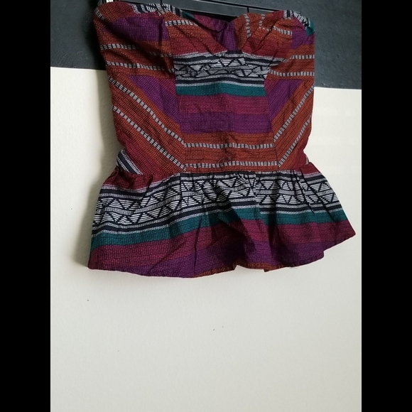 🆕️ LISTING!! NWOT TRIBAL PRINT STRAPLESS PEPLUM BUSTIER TOP - Picture 5 of 9